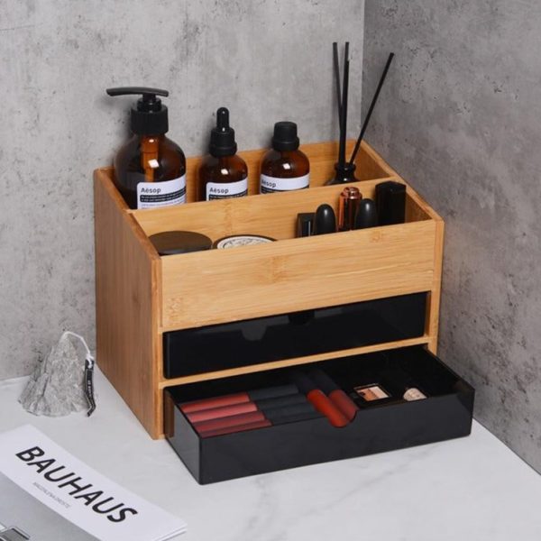 rangement maquillage en bambou