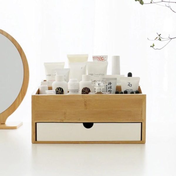 rangement maquillage bambou tiroir